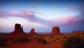 Monument Valley Sunset Panorama, Navajo Indian Tribal Park, USA Royalty Free Stock Photo