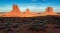 Monument Valley, sunset in USA Royalty Free Stock Photo