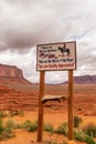 Monument Valley, UT -May 20th, 2019: John Ford Point sign asking for monetary tips Royalty Free Stock Photo