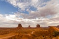 Monument Valley view in the afternoon, cloudy sky Royalty Free Stock Photo