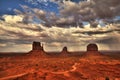 Monument Valley view in the afternoon, cloudy sky, HDR Royalty Free Stock Photo