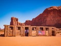 The Monument Valley On the way to Artist`s Point, panning, Arizona Utah border Royalty Free Stock Photo