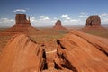 Monument Valley with West Mitten Butte, East Mitten Butte and Merrick Butte Royalty Free Stock Photo