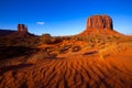 Monument Valley West Mitten and Merrick Butte desert sand dunes Royalty Free Stock Photo