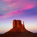 Monument Valley West Mitten at sunset sky