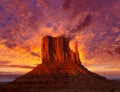 Monument Valley West Mitten at sunset sky Royalty Free Stock Photo