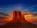 Monument Valley West Mitten at sunset sky