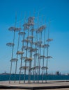 Monument on the waterfront of Thessaloniki - The Zongolopoulos Umbrellas, Greece Royalty Free Stock Photo