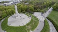 Monument Westerplatte in memory of Polish defenders from a bird`s eye view