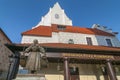 Monument of woman with two water or wine jugs Bamberka statue on Old Market Square in Poznan, Poland