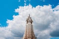 Monument Worker and collective farm girl against blue sky on VDNH in Moscow