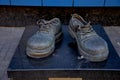 The monument of `worn-out shoes`. Kiev. Ukraine. It is made of bronze. Royalty Free Stock Photo