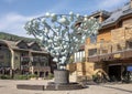 Monumental abstract sculpture in Lionshead Village in Vail, Colorado.