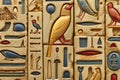 Monumental Ancient Egyptian hieroglyphic wall drawings. Generate ai Royalty Free Stock Photo