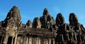 Monumental ancient temple of Bayon in Cambodia. Medieval temple in Indochina. Architectural art of ancient civilizations. Bayon Royalty Free Stock Photo