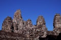 Monumental ancient temple of Bayon in Cambodia. Medieval temple in Indochina. Architectural art of ancient civilizations. Bayon Royalty Free Stock Photo