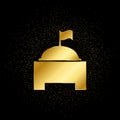Monumental building gold, icon. Vector illustration of golden particle