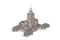 Monumental Building Warsaw PKIN in Isometric on White background.