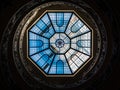 Monumental canopy of the famous spiral staircase of the Vatican in Rome