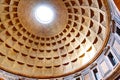 Monumental ceiling of Pantheon - church and former Roman temple, Rome, Italy