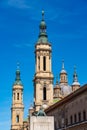 Monumental complex of the Basilica del Pilar and historic buildings in the center of Zaragoza, Spain. Royalty Free Stock Photo