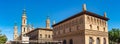 Monumental complex of the Basilica del Pilar and historic buildings in the center of Zaragoza, Spain. Royalty Free Stock Photo