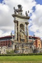 Monumental fountain in Plaza Spain, Barcelona Royalty Free Stock Photo