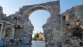 Monumental gate and Vespasian monument in Side, Turkey Royalty Free Stock Photo