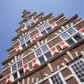 Monumental house with stepped gable in Leiden Royalty Free Stock Photo