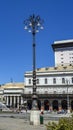 Monumental lampost in the Piazza de Ferrari, Genoa, Italy