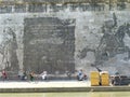 Monumental mural of William Kentridge along the Tiber to Rome in Italy.