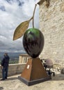 Monumental olive in Germination of the Peace 2023 by Giuseppe Carta at the Basilica of Saint Francis in Assisi, Italy Royalty Free Stock Photo