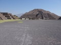 Monumental pyramid of the Moon at Teotihuacan ruins seen from Avenue of the Dead near Mexico city landscape Royalty Free Stock Photo