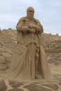 Monumental sand sculpture - a knight in armor. Lappeenranta Royalty Free Stock Photo