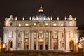 Monumental St. Peter's Basilica by night in Rome, Vatican Royalty Free Stock Photo