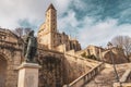 Monumental staircase, statue of d Artagnan in Auch Royalty Free Stock Photo