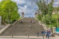 Monumental stairway view , symbolic iconic of the university city of Coimbra Royalty Free Stock Photo