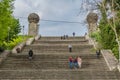 Monumental stairway view , symbolic iconic of the university city of Coimbra Royalty Free Stock Photo