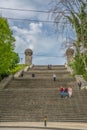 Monumental stairway view , symbolic iconic of the university city of Coimbra Royalty Free Stock Photo