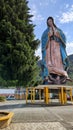 Xicotepec, Puebla, Mexico - Apr 17 2023: Monumental Virgin of Guadalupe, attraction for the Mexican Catholic community