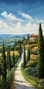 Monumental Vistas: Cypress Trees And Paths Inspired By Mark Brooks And Sung Kim Royalty Free Stock Photo