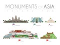 Monuments of Asia in cartoon style Volume 2. Vector illustration Royalty Free Stock Photo