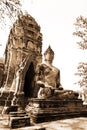 Monuments of buddah, ruins of Ayutthaya Royalty Free Stock Photo