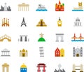 MONUMENTS colored flat icons
