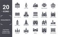 monuments icon set. include creative elements as bay, russia, chartres cathedral, milan cathedral, moscow, galata tower in