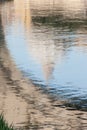 Monuments reflection in tevere river