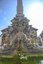 Monuments in Rome, Italy. Pantheon fountain in front of the famous Roman temple Royalty Free Stock Photo