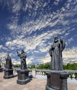 Monuments of the sculptural complex Patriarchs of Moscow and all Russia near the Cathedral of Christ the Savior. Moscow, Russia