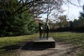 Statue with a pair of horses in the Wuhlheide park. 12459 Berlin, Germany