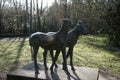 Statue with a pair of horses in the Wuhlheide park. 12459 Berlin, Germany